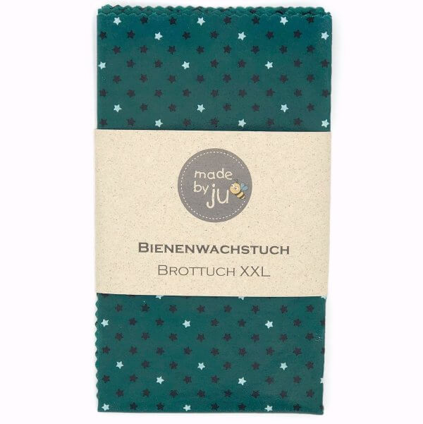 BIENENWACHSTUCH XXL - BROTTUCH - Sterne petrol