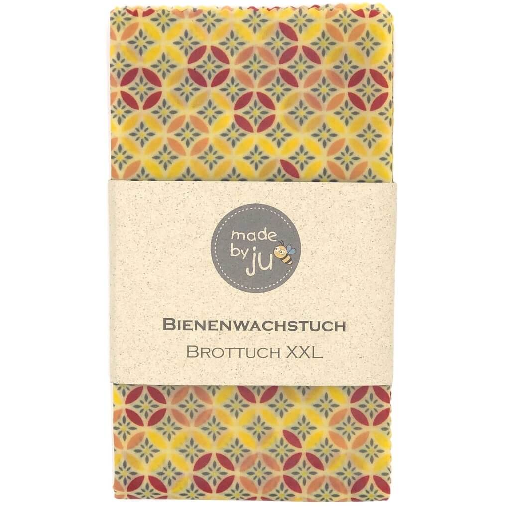 BIENENWACHSTUCH XXL - BROTTUCH - MUSTER GELB/CREME/ROSA