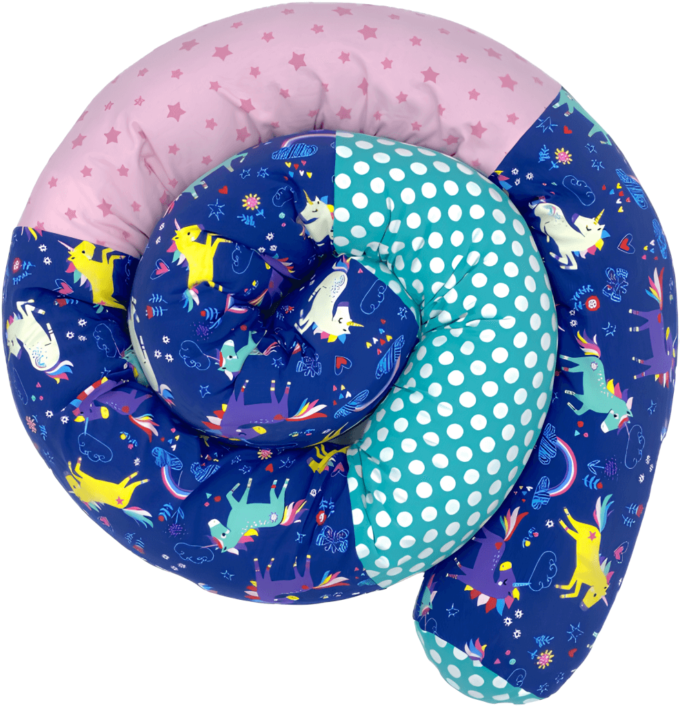 BETTSCHLANGE (ca. 2,3m) "EINHÖRNER bunt blau"