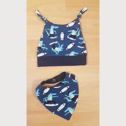 Kindermütze mit Latz blau