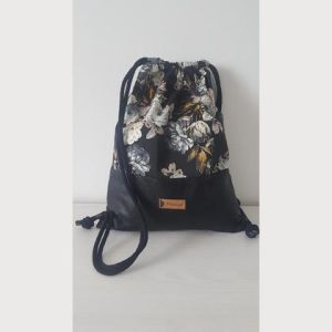 Rucksack Blumen schwarz/gold
