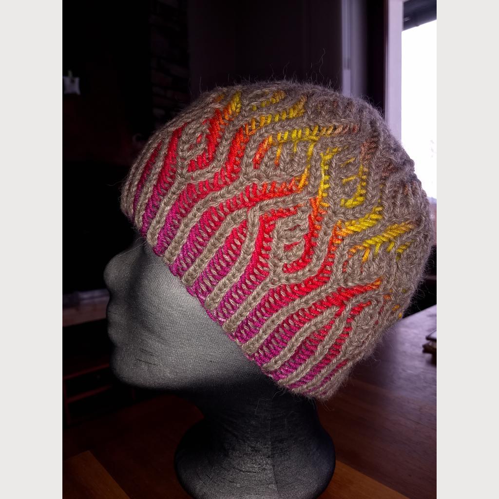 Handgestrickte Wendehaube Beanie bunt aus Merinowolle