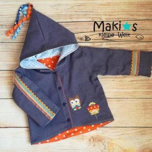 Jeansjacke, Babyjacke Gr.62/68 Eule