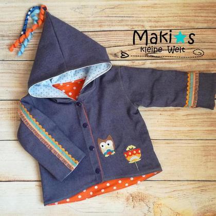 Jeansjacke, Babyjacke Gr.62/68 Eule