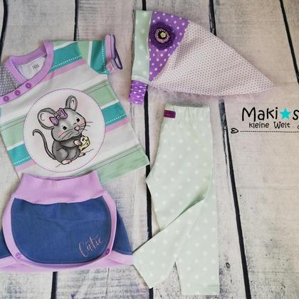 Shirt Gr.74/80 Babyshirt genäht Mausi, mit Knopfleiste, Streifen - Image 4