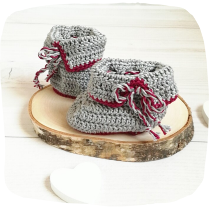 Babyschuhe gehäkelt grau 0-3 Monate