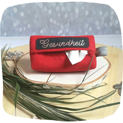Taschentuchhülle rot Gesundheit rosegold auf schwarz