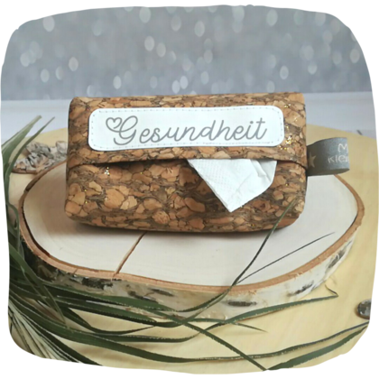 Taschentuchhülle Kork Gesundheit grau auf weiß