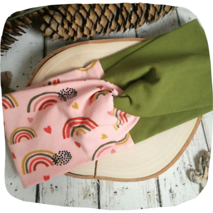 Knotenstirnband Haarband für Mädchen Regenbogen rosa, olivgrün - Image 4