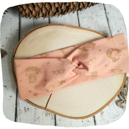 Knotenstirnband Haarband für Mädchen altrosa gold Glitzer