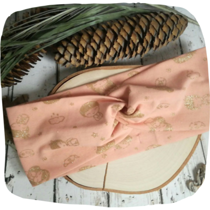 Knotenstirnband Haarband für Mädchen altrosa gold Glitzer - Image 4