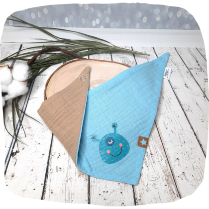 Musselin Dreickstuch zum Wenden 6-24 Mon. hellblau beige