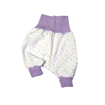 Pumphose Gr. 50/56 weiß mit bunten Farbtropfen