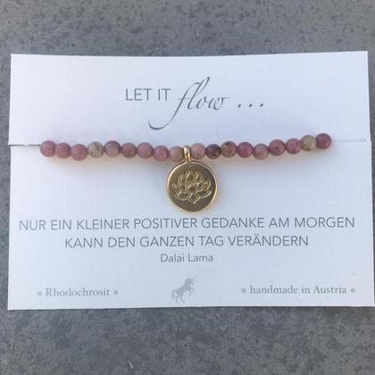 Rhodochrosit  Armband mit Lotusanhänger