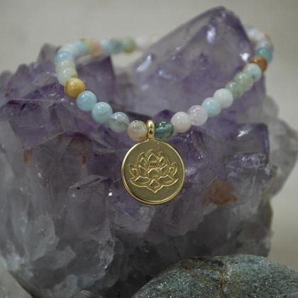 Morganit Armband mit Lotusanhänger - Image 3