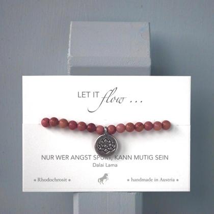 Rhodochrosit Armband mit Lotusanhänger 6mm - Image 2