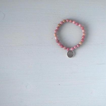 Rhodochrosit Armband mit Lotusanhänger 6mm - Image 3