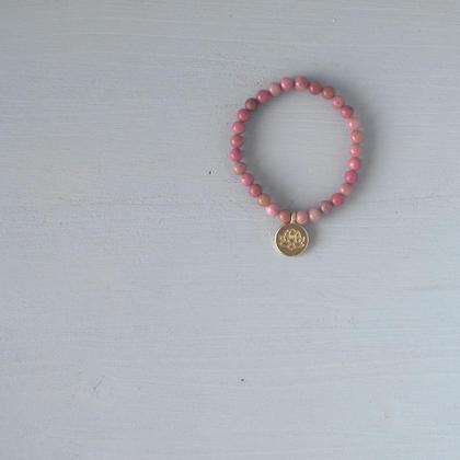 Rhodochrosit Armband mit Lotusanhänger 6mm - Image 4