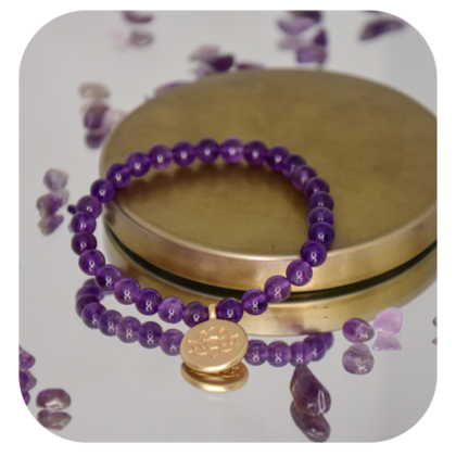 Amethyst Armband mit Lotusanhänger