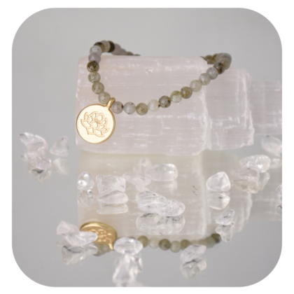 Labradorit Armband mit Lotusanhänger - Image 2