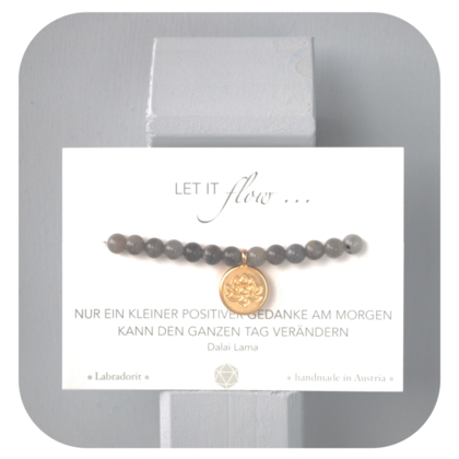 Labradorit Armband mit Lotusanhänger 6mm