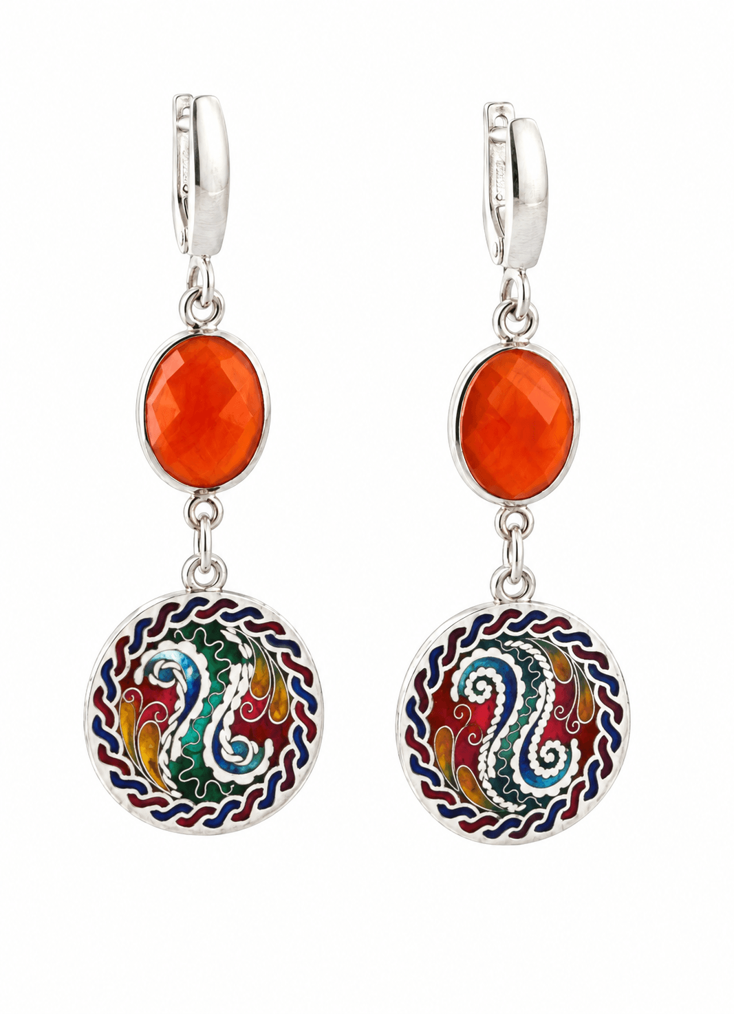 Ohrringe "Yin&Yang",Einzigartige handgemachte Cloisonne Emaille.