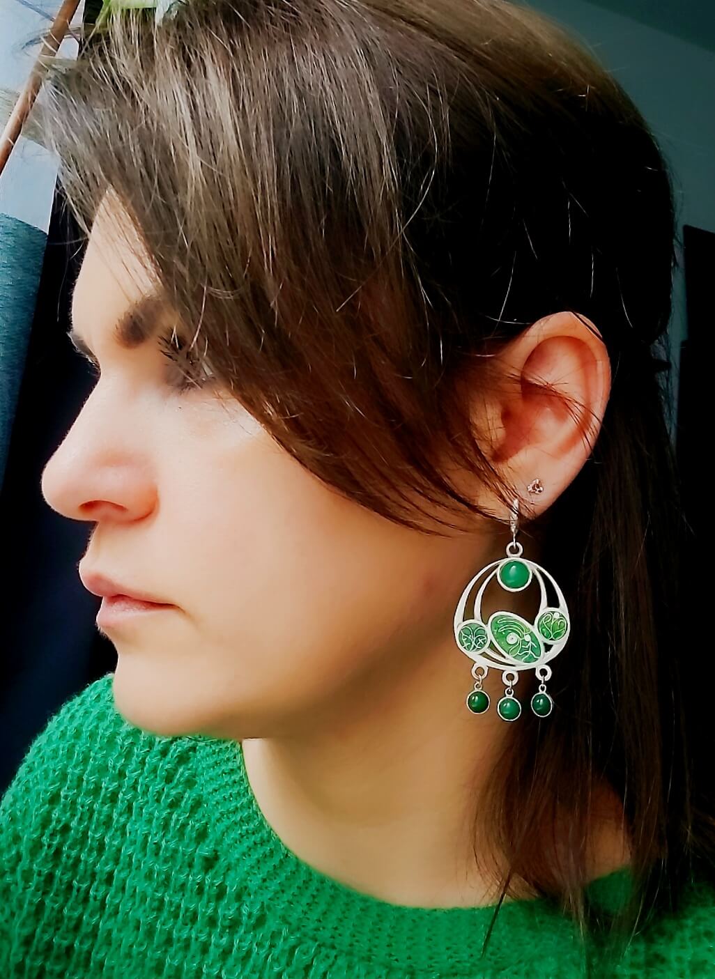 Ohrringe/Earring. Cloisonne Emaille,Handgemachte Schmuck, Unikat,Sterling Silber