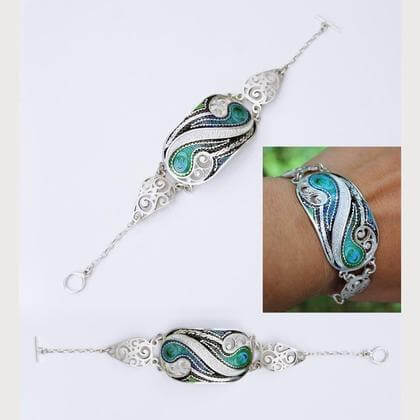 Armband "Yin &Yan" von Cloisonne Enamel, Handarbeit, Unikat