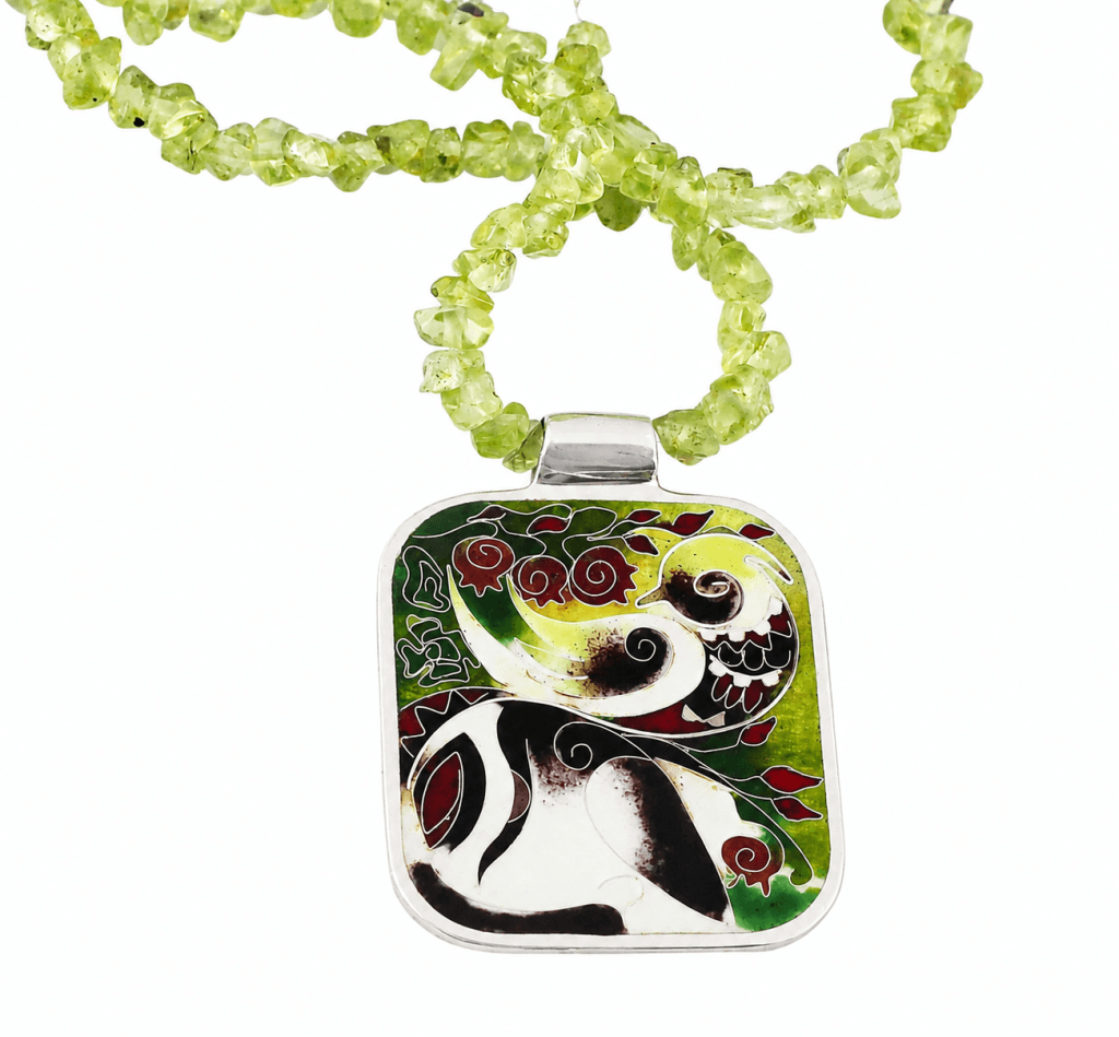 Cloisonne Emaille Anhänger  " Vögel "Unikat