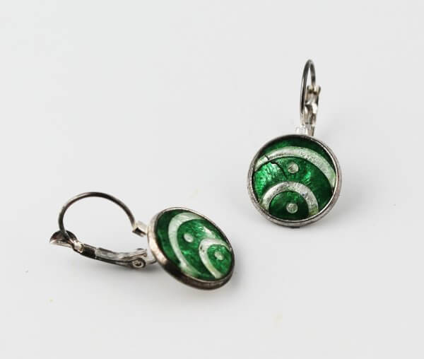 Ohrringe, 925 Silber, Cloisonne Emaille
