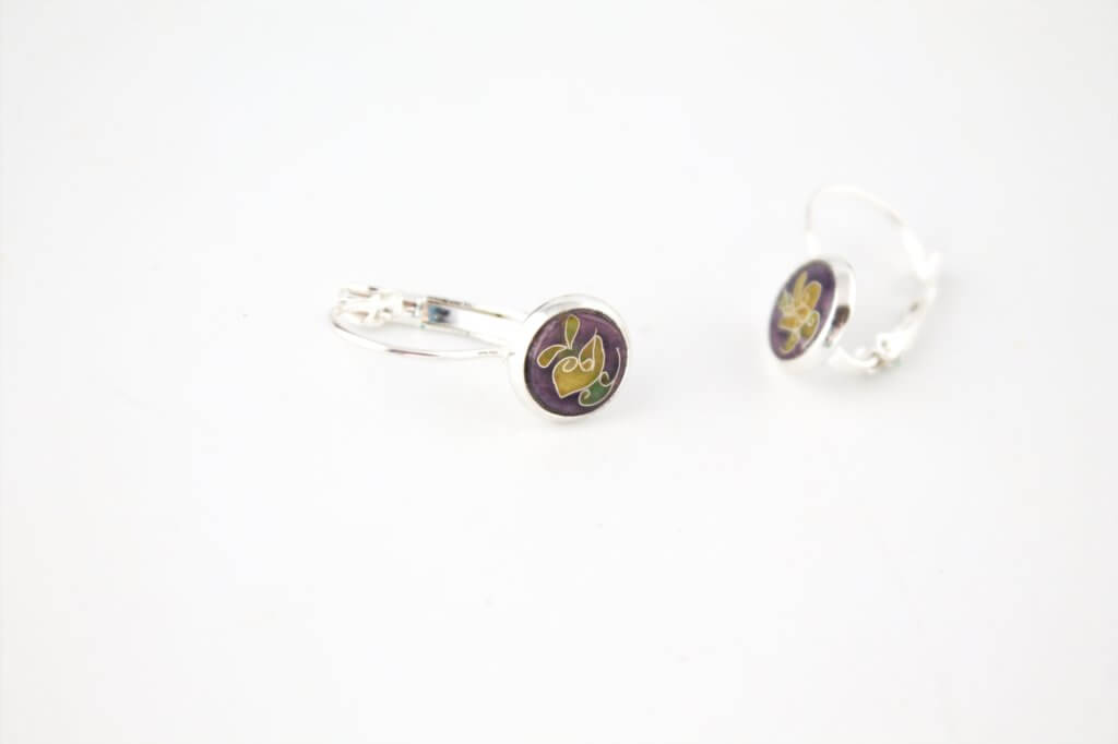 Ohrringe, 925 Silber, Cloisonne Emaille
