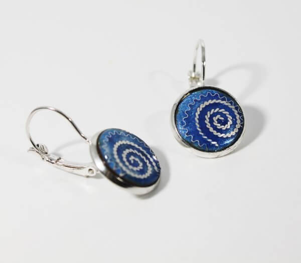 Ohrringe, 925 Silber, Cloisonne Emaille
