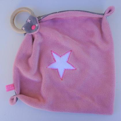 Kuscheltuch mit Beißring - rosa
