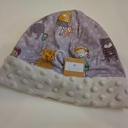 Winterhaube  "Mädel & Katze"