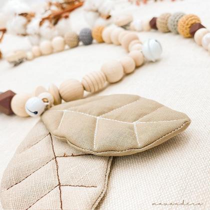 Kinderwagenkette | Blätter Beige.Braun - Image 2