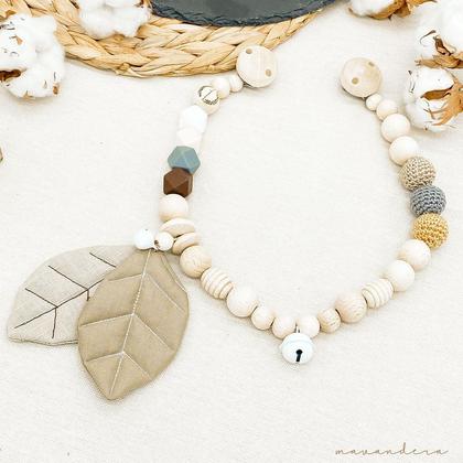 Kinderwagenkette | Blätter Beige.Braun