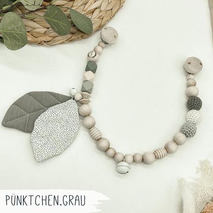 Kinderwagenkette | Blätter Pünktchen.grau