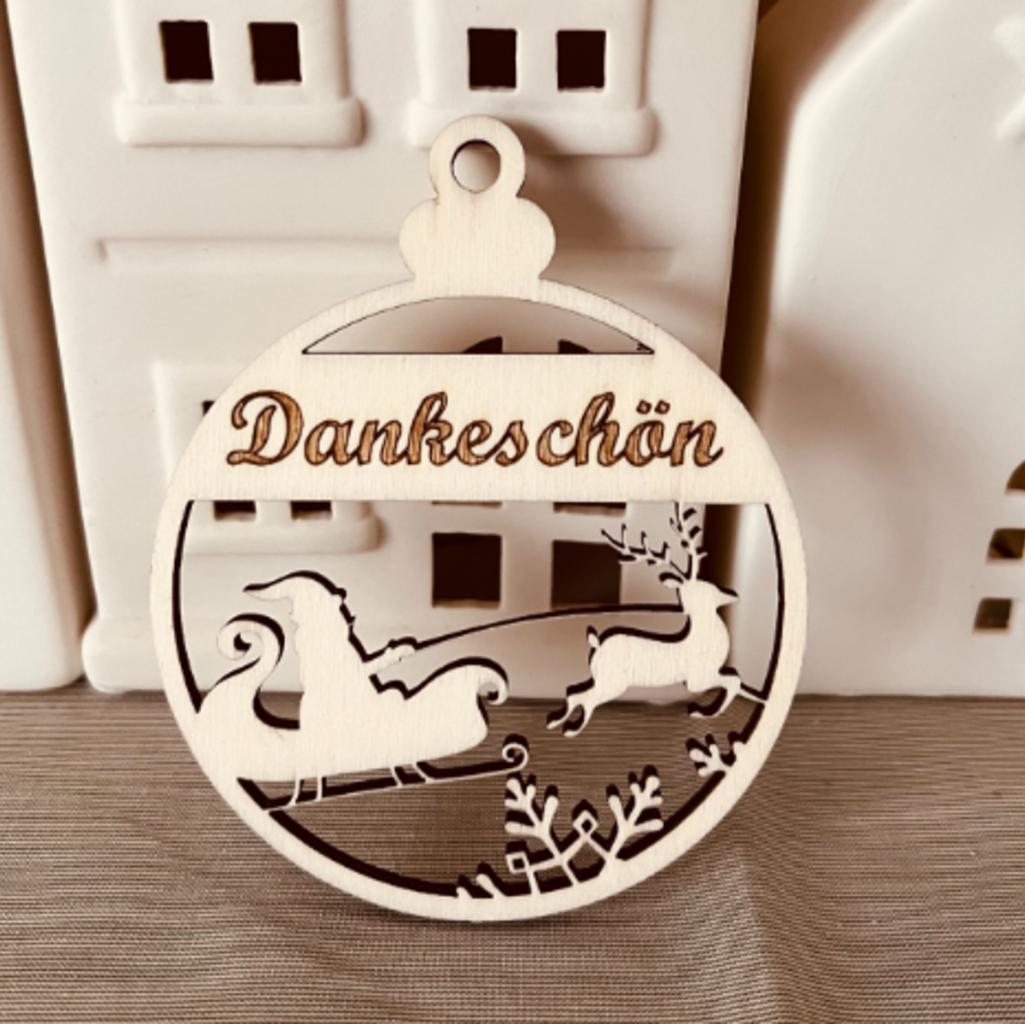 Christbaumschmuck Weihnachtsmann Rentier Schlitten