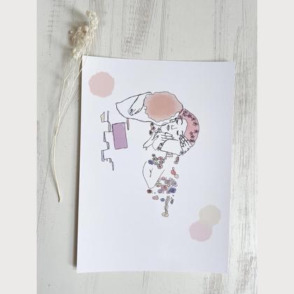 5 Stück Kuss Postkarte