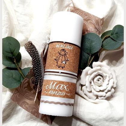 TAUFKERZE/Tischkerze "ENGELCHEN" inkl.Untersetzer