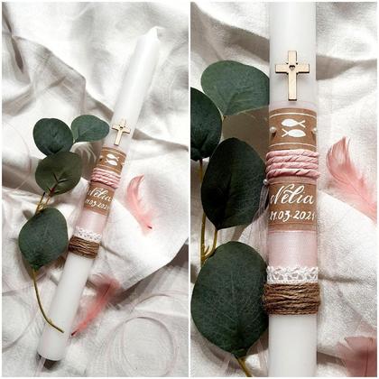 TAUFKERZE/Stabkerze "NELIA" inkl. Aufbewahrungsschachtel