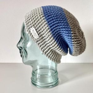 Mütze in hellbeige/blau/beige