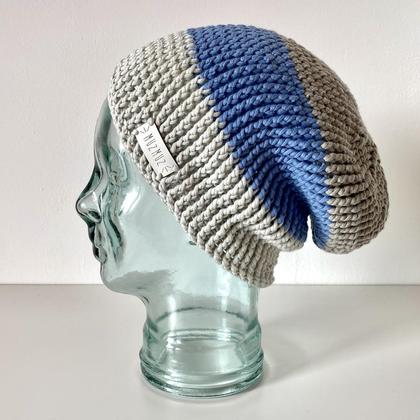 Mütze in hellbeige/blau/beige