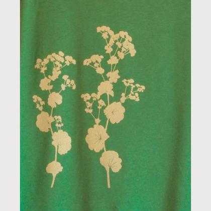 Frauenmantel Heilpflanzen Bio T-Shirt Bamboo Shirt grün gold fairtrade handdruck - Image 3