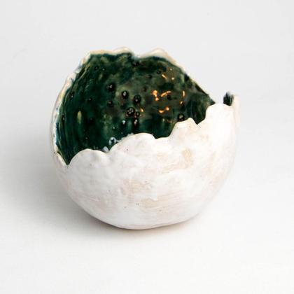 Windlichtkugel weiß-grün - klein - Image 3