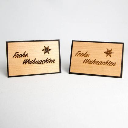 Kleine Holz-Weihnachtskarte "Frohe Weihnachten"