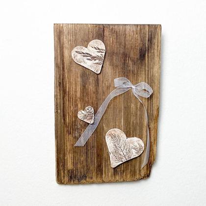 Altholz-Keramik-Bild mit Masche