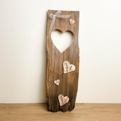 Herzen Altholz-Keramik-Bild