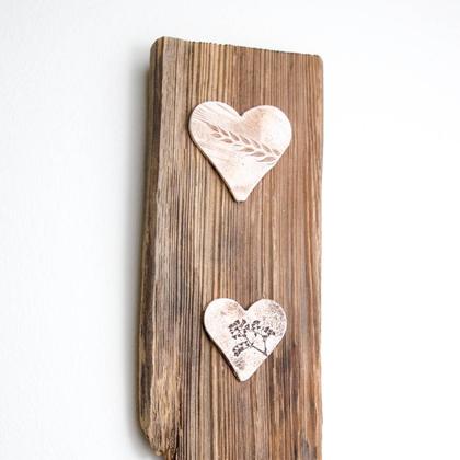 Altholz-Keramik-Bild mit 4 Herzen - Image 3
