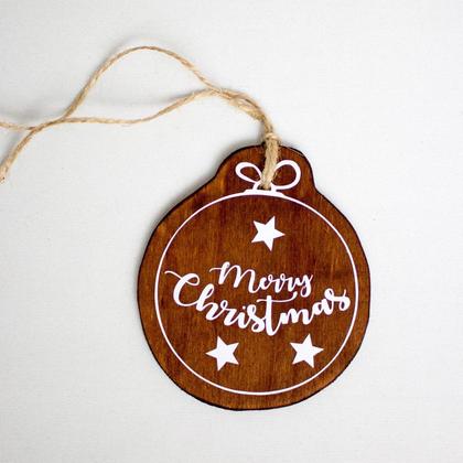 Weihnachts-Geschenksanhänger aus Holz - nuss